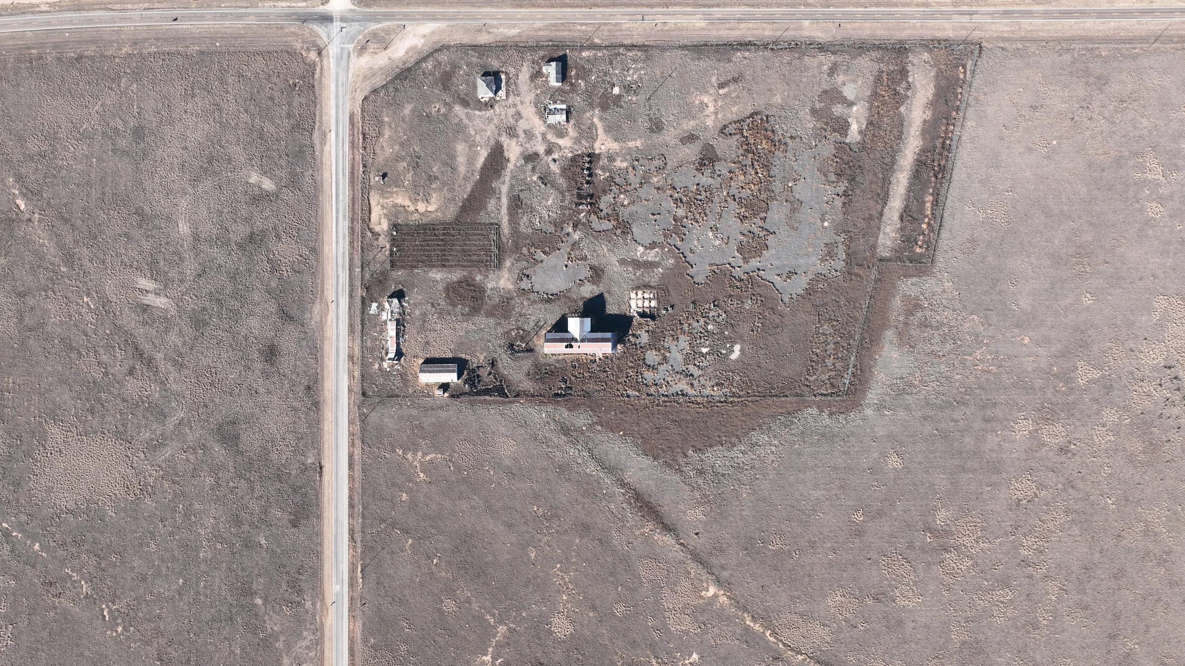 Lumsden-Perkins Gin Aerial — Littlefield, Lamb County, Texas
