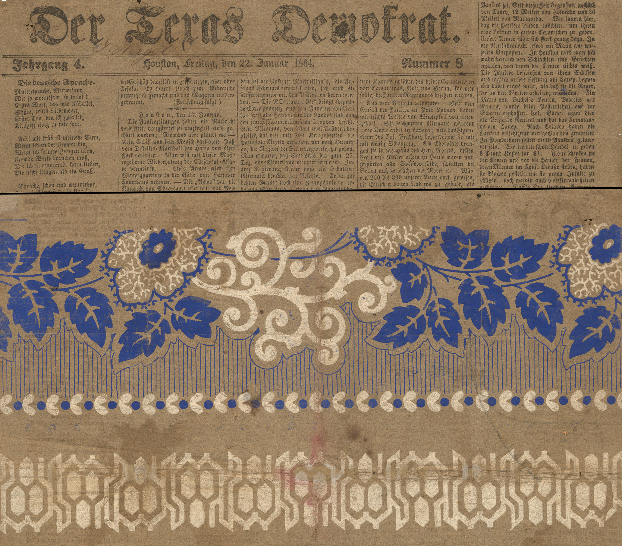 Front page of Der Texas Demokrat